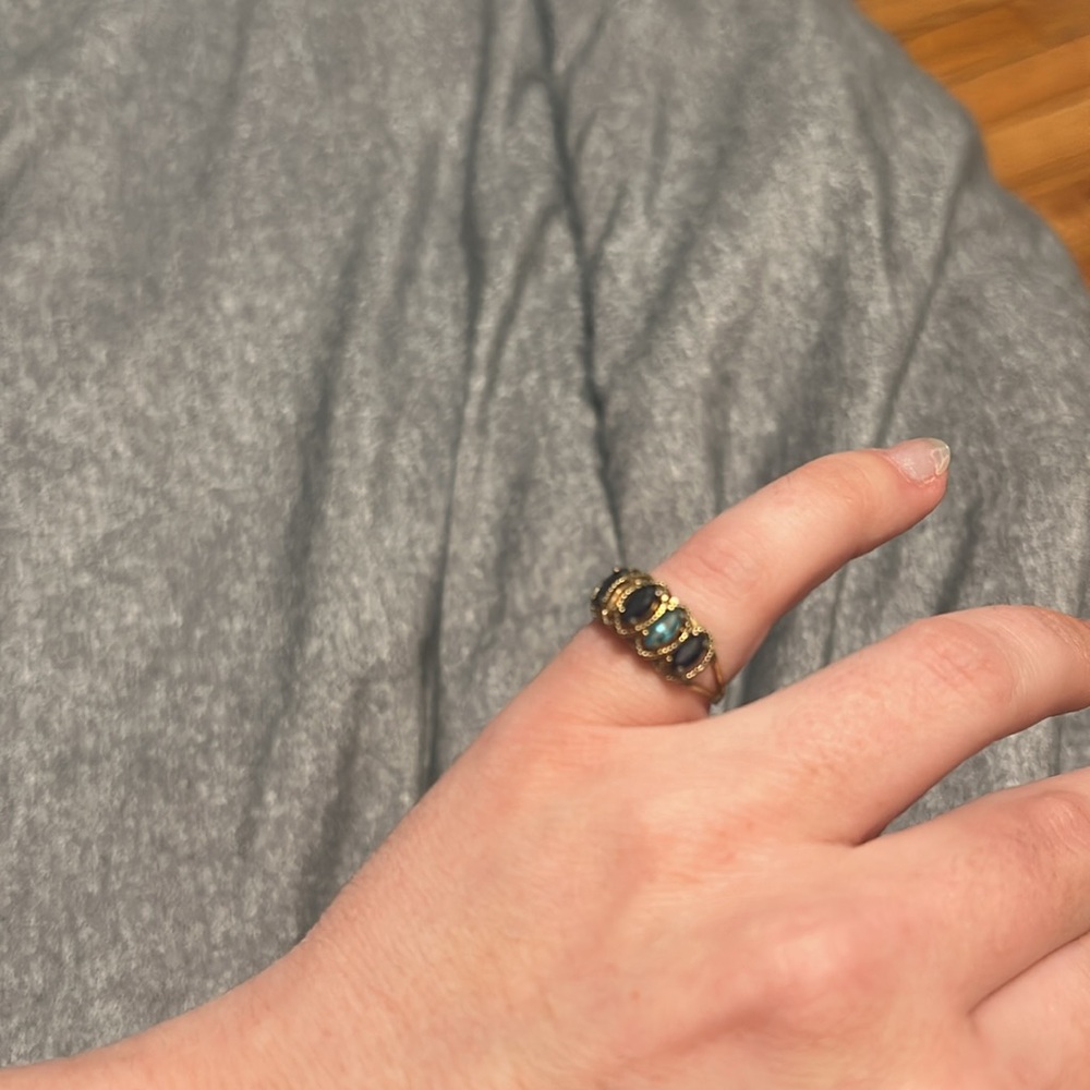 Sapphire & Aquamarine 925 Sterling Vintage Ring - Picture 6 of 9